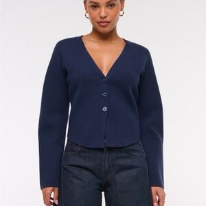 A&F Navy Blue Barrel Cardigan